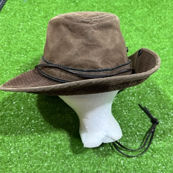 Outback Trading Co Hat Men Sm/MED  Brown Wallaby Oilskin Western Yellowstone USA - Picture 3 of 8